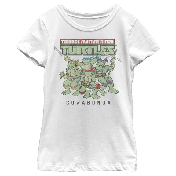 Girl's Teenage Mutant Ninja Turtles Cowabunga  Graphic Tee White Small
