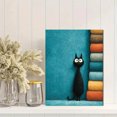 thumbnail image 2 of Whimsical Black Cat Toilet Paper Canvas Print, Blue Hue Playful Animal Art, Multi-Room Bathroom Bedroom Wall Decor, 2 of 8