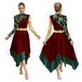 thumbnail image 5 of vastwit Women Liturgical Praise Dance Wear Stylish Print Long Sleeve Dance Dress Metallic Patchwork Dancewear Burgundy L, 5 of 6