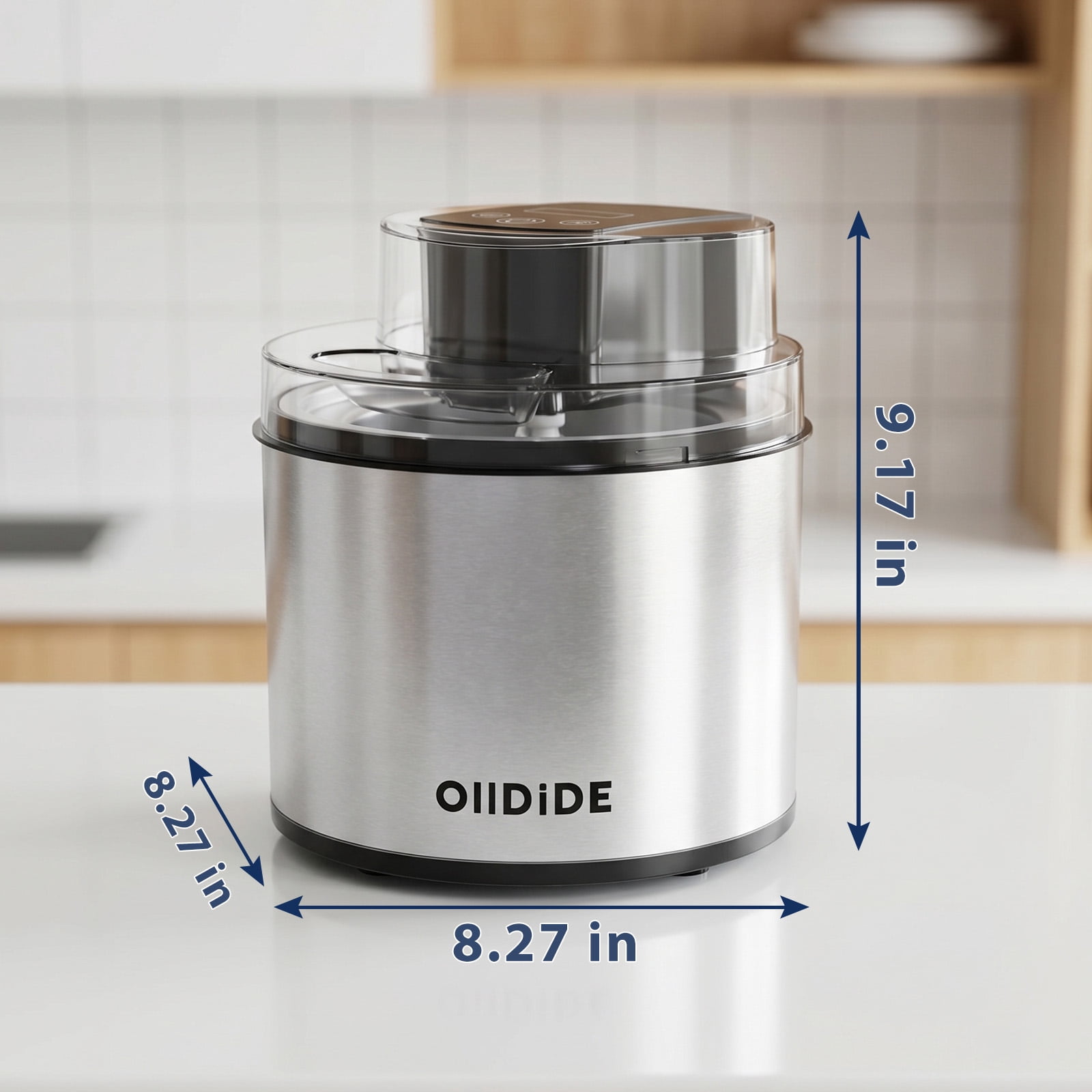 Ice Cream Maker, 2-Qt Insulated Freezer Bowl, LCD Screen and Timer, Quick Results, Easy to Operate and Clean