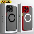 thumbnail image 2 of Magnetic Matte Case for iPhone 16 15 13 14 12 Pro Max Shockproof Armor Covers for iPhone 15 14 Plus 12 13 Protection Red For iPhone 12Pro Max, 2 of 6