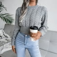 thumbnail image 2 of XINSHIDE Female Sweaters Crew Neck Long Sleeve Loose Knitted Pullover Sweater Jumper Tops vintage sweater, 2 of 6