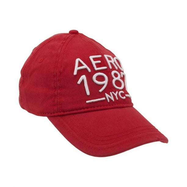 Aeropostale Gorra de béisbol para hombre apilada 1987 NYC, rojo, S/M  Aeropostale Gorra de beisbol