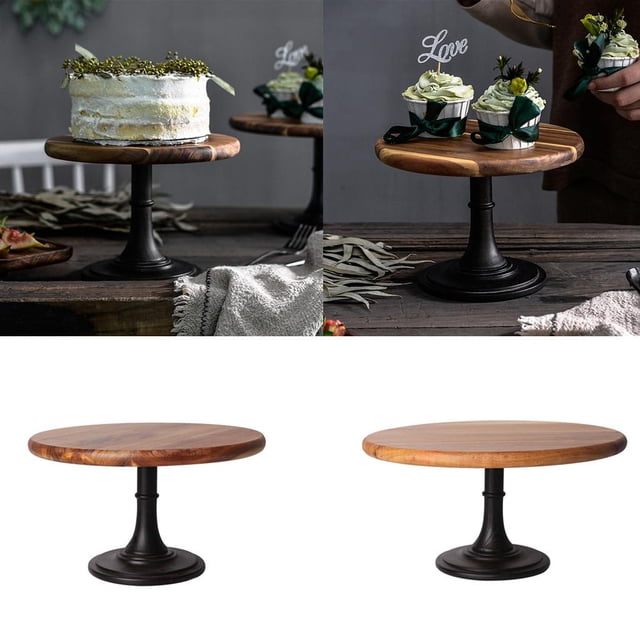 2 Uds Soporte De Pastel De Madera Pedestal Postre Soporte Redondo Boda Fiesta Cumpleaños BLESIY Puesto de pasteles