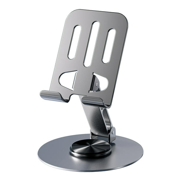 Soporte metálico para tableta – Soporte portátil plegable para teléfono móvil, giro de 360°, ajuste universal hasta 12,9 pulgadas, soporte metálico resistente para sobremesa, diseño compacto y