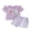 Purple, variant on Toddler Kids Girls Summer Outfit 6 12 18 24 Months 2T 3T 4T Embroidery Flying Sleeve T-Shirt and Elastic Striped Shorts Set Cute 2 Piece Clothes