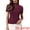 Wine Red, variant on Women's Mock Turtle Neck Short Sleeve Top Sheer Mesh Shirts S Coffee
