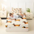 thumbnail image 4 of Homewish Kawaii Hot Dog Dachshund Twin Sheets,Pet Lover Bedding,Cream,3-Piece,1 Fitted Sheet and 1 Pillowcase, 4 of 6