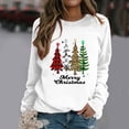 thumbnail image 2 of Gibobby Suéteres para mujer Diario Navidad de nieve Estampado O Cuello Sudadera Cuello Rojoondo Ajuste Suéter Tops Casual Manga larga Camisas de entrenamiento Blusa suelta (Blanco, L), 2 of 4