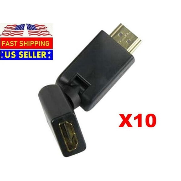 Lot of 10 Male to Female HDMI 180 Degree Swivel Adapter