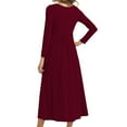thumbnail image 4 of Fall Dresses 2025 Women's Long Sleeved Round-neck Elegant Dresses Fashion Solid Color High Waist and Ankle Dresses Swing Hem Flowy Dresses Size S-XL, 4 of 6