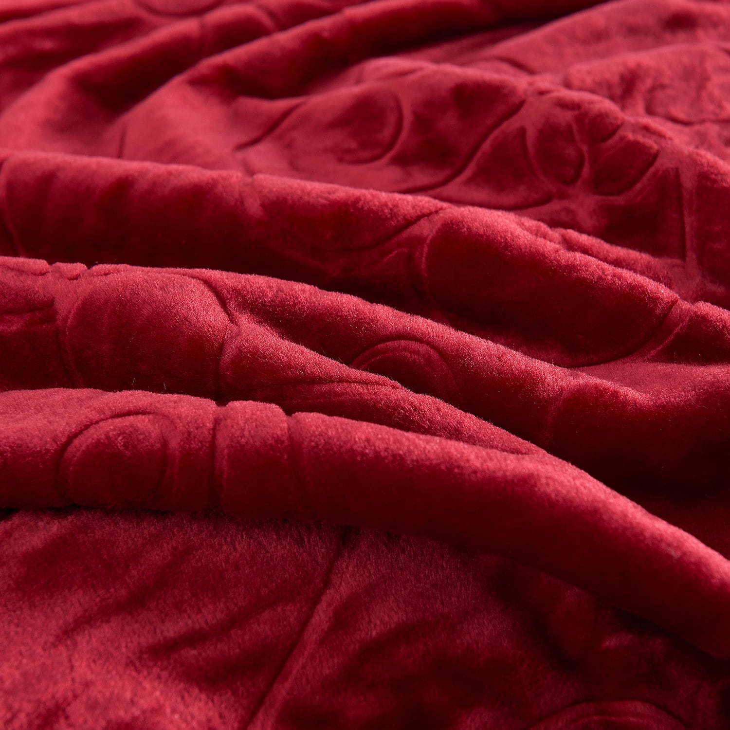JML Warm Fleece Blanket, 1 Ply Lightweight Embossed Bed Blanket, Queen (75"x 91")