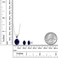 thumbnail image 2 of Gem Stone King 925 Sterling Silver Blue Sapphire and Black Diamond Pendant and Earrings Jewelry Set for Women (8.13 Cttw, Gemstone Birthstone, Oval 11X9MM and 8X6MM with 18 inch Silver Chain), 2 of 3