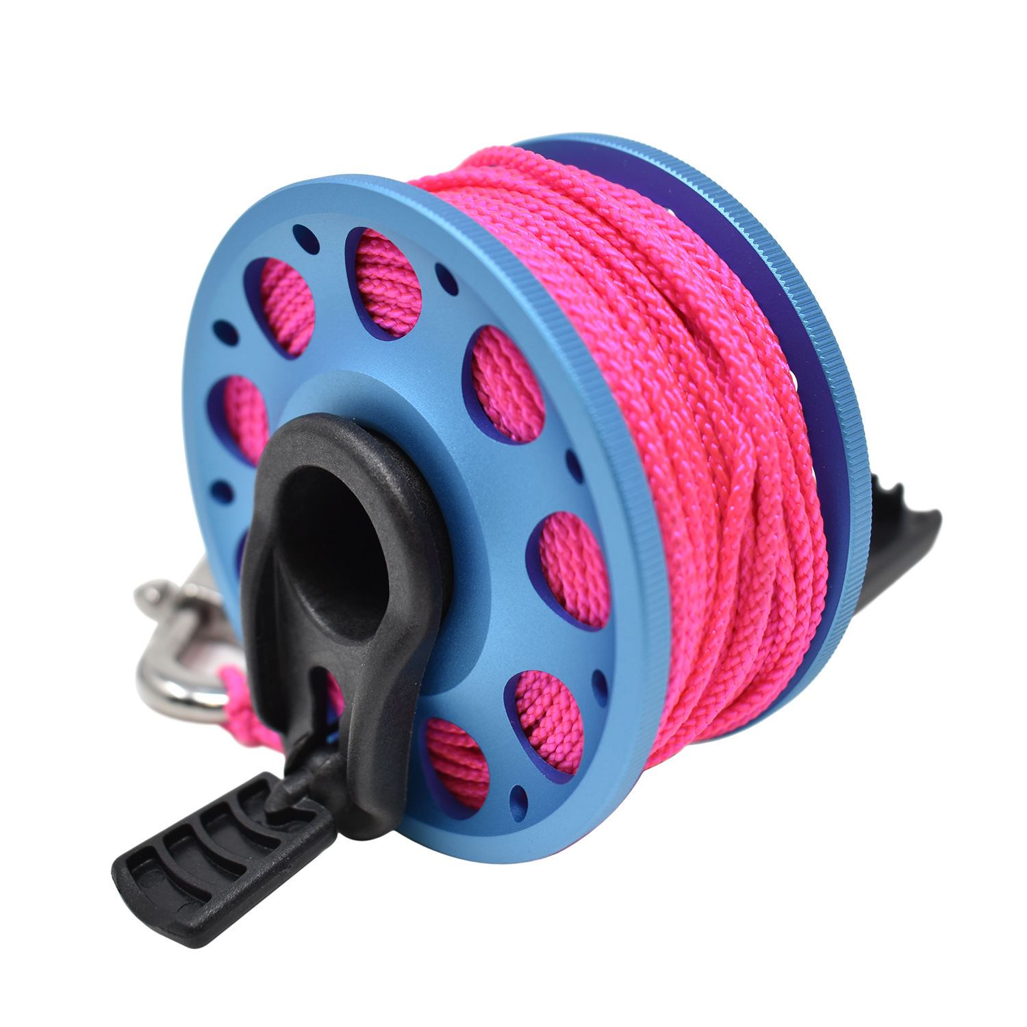 Aluminum Finger Spool 100ft Dive Reel w/ Retractable Holder, Baby Blue/Pink - image 2 of 4