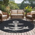 thumbnail image 4 of Black Anchor Round Area Rug 7Ft Washable Circle Rugs for Dorm Laundry Room, Nautical Coastal Summer Vintage Ocean Non-Slip Carpet Floor Mats Indoor Outdoor Carpet Runner Aesthetic Home Decor, 4 of 8