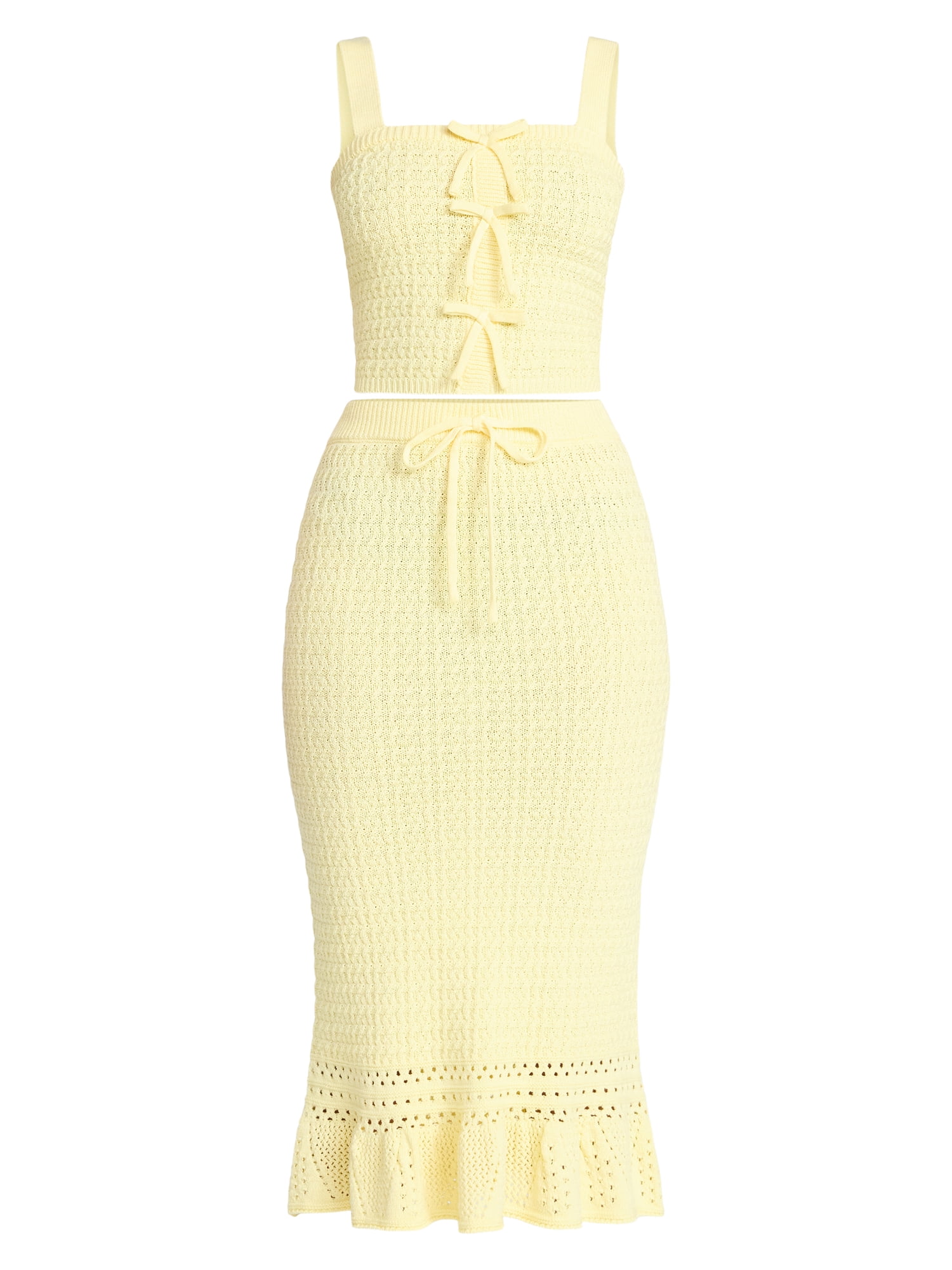 Madden NYC Women's Crochet Tank Top and Skirt Set, 2-Piece, Sizes XXS-XXL