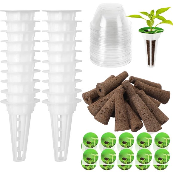 DECYOOL Garden Seed Pods, 148pcs Hydroponic Pods Kit:Grow Anything Kit with 36 Grow Baskets,36 Grow Sponges,36 Grow Domes,40 Pod L