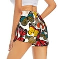 thumbnail image 4 of Picia Retro Floral Butterfly Pattern Women's 2 in 1 Athletic Running Shorts High Waisted Workout Casual Gym Sweat Shorts with Comfy Liner Zipper Pockets-X-Large, 4 of 9
