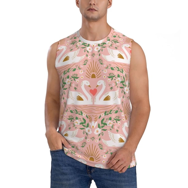 Balery Swan Couple Camisetas sin mangas para hombre, absorbe la humedad y protege contra el mal olor.-3X-Large
