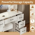 thumbnail image 3 of Ciumeeo Modern Dressing Table with 10 LED Lighted Mirror & 5 Drawers Makeup Vanity Set for Women White, 3 of 10