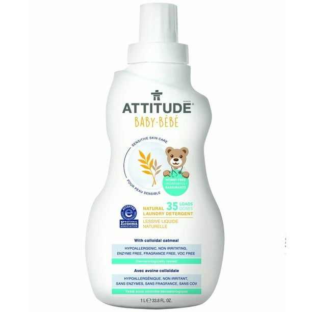 Attitude Baby Sensitive Skin Care Laundry Detergent, Fragrance Free, 35