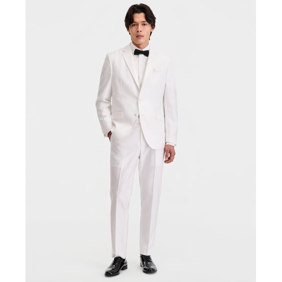 Kenneth Cole Mens Slim fit 2 Piece Tuxedo Suit 38 S Pants 31 / 32 White Solid