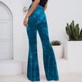 thumbnail image 6 of QHFBli Women's Velvet Elastic Waist Flare Leg Palazzo Long Pants Stretchy Slim Bell Bottom Trousers Palazzo Casual Pants, 6 of 6