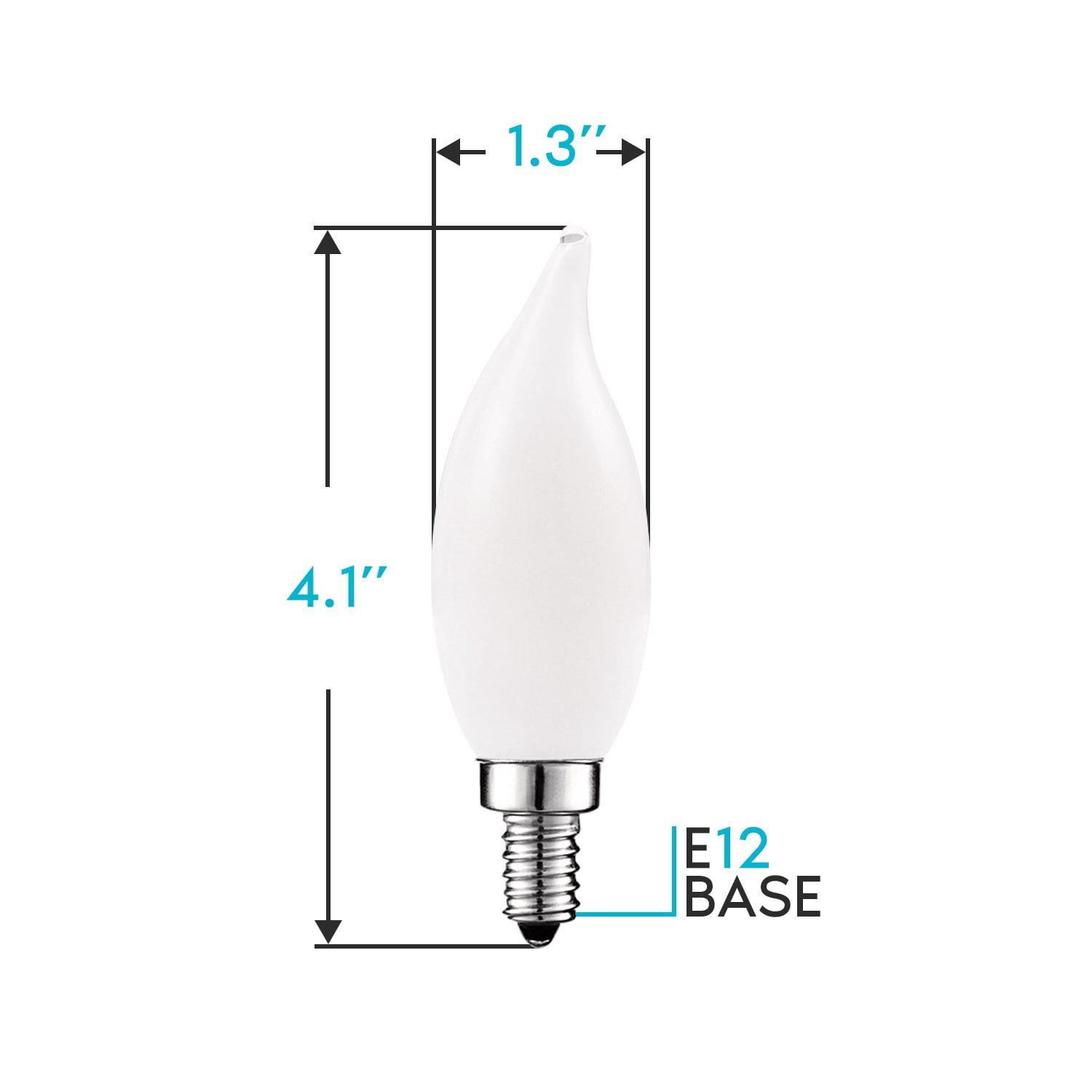 Luxrite E12 LED Chandelier Frosted Light Bulbs, Dimmable, 60 Watt Equivalent, 2700K Warm White, 450 Lumens, Flame Tip, 16-Pack