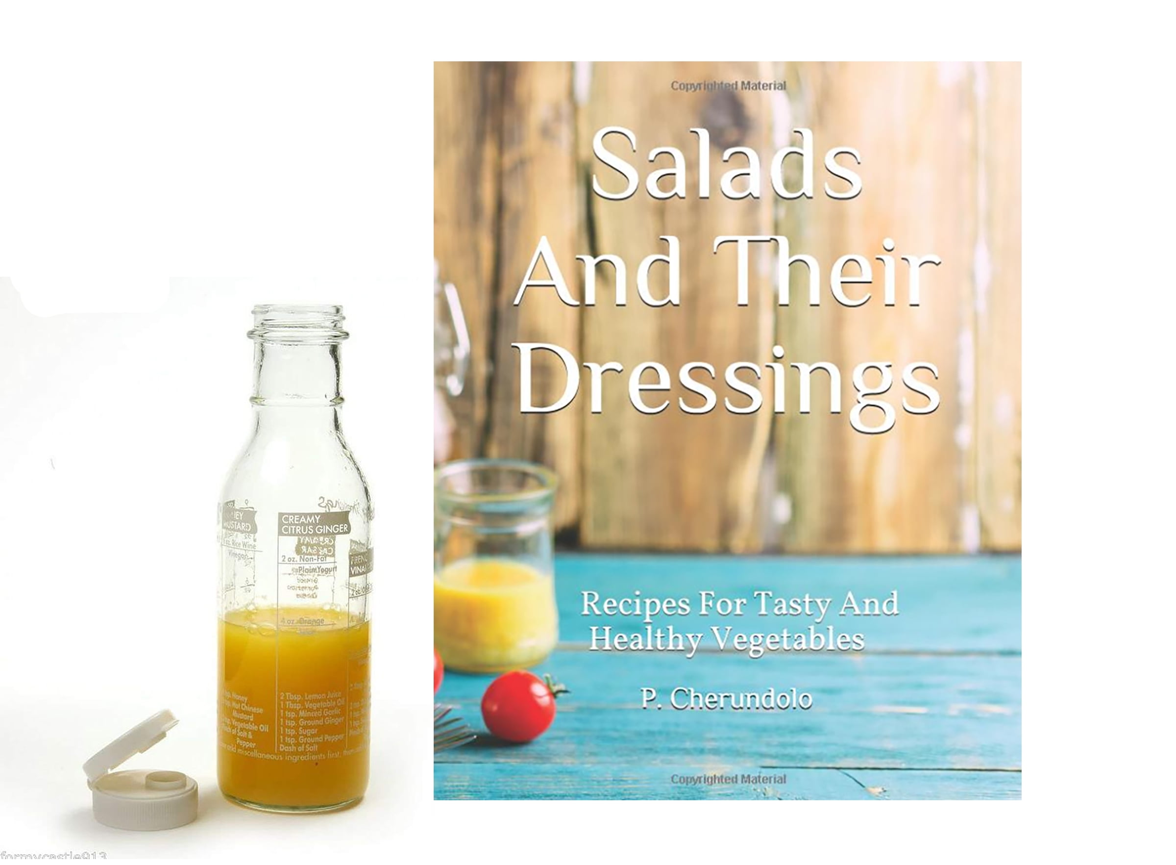 Norpro Glass Salad Dressing Maker Shaker & Salad Dressing Recipe Book
