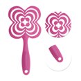 thumbnail image 3 of Unique Bargains 1 Pc Solid Four-leaf Clovers Hollow Comb Hair Brush Rose Red ABS, 3 of 6