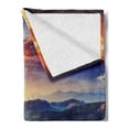 thumbnail image 2 of Landscape Soft Flannel Fleece Throw Blanket, Panoramic Photo of Breathtaking Sunset over Forest Mountains Ukraine Europe, Cozy Plush for Indoor and Outdoor Use, 50" x 70", Multicolor, by Ambesonne, 2 of 5