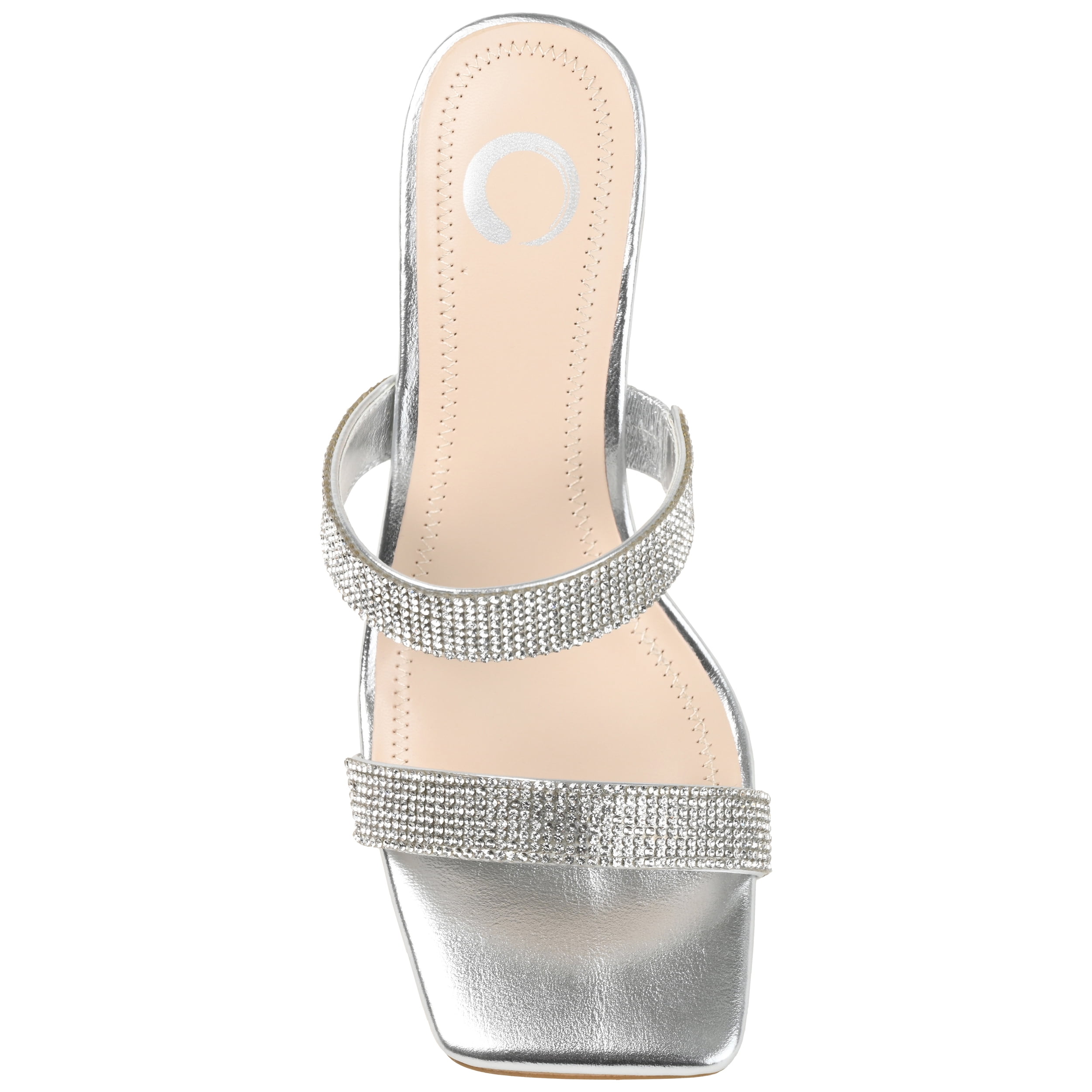 Journee Womens Shandee Rhinestone Detail Block Heel Evening Dress Sandals
