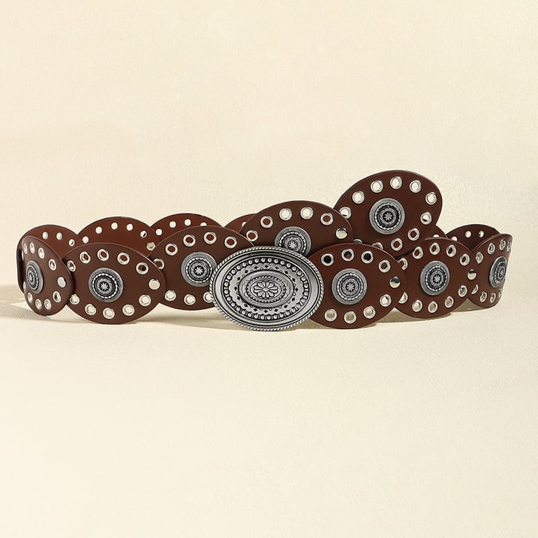 3569 Women Western Concho Belt Chunky Boho Wide Disc Leather 61RZIXKiyJL._AC_UY350_.jpg main image 2