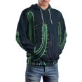 thumbnail image 2 of POBUDS Hoodie, Regular Fit Sporty Pullover Hooded Sweatshirt for Men Women Neon Cactus S, 2 of 6