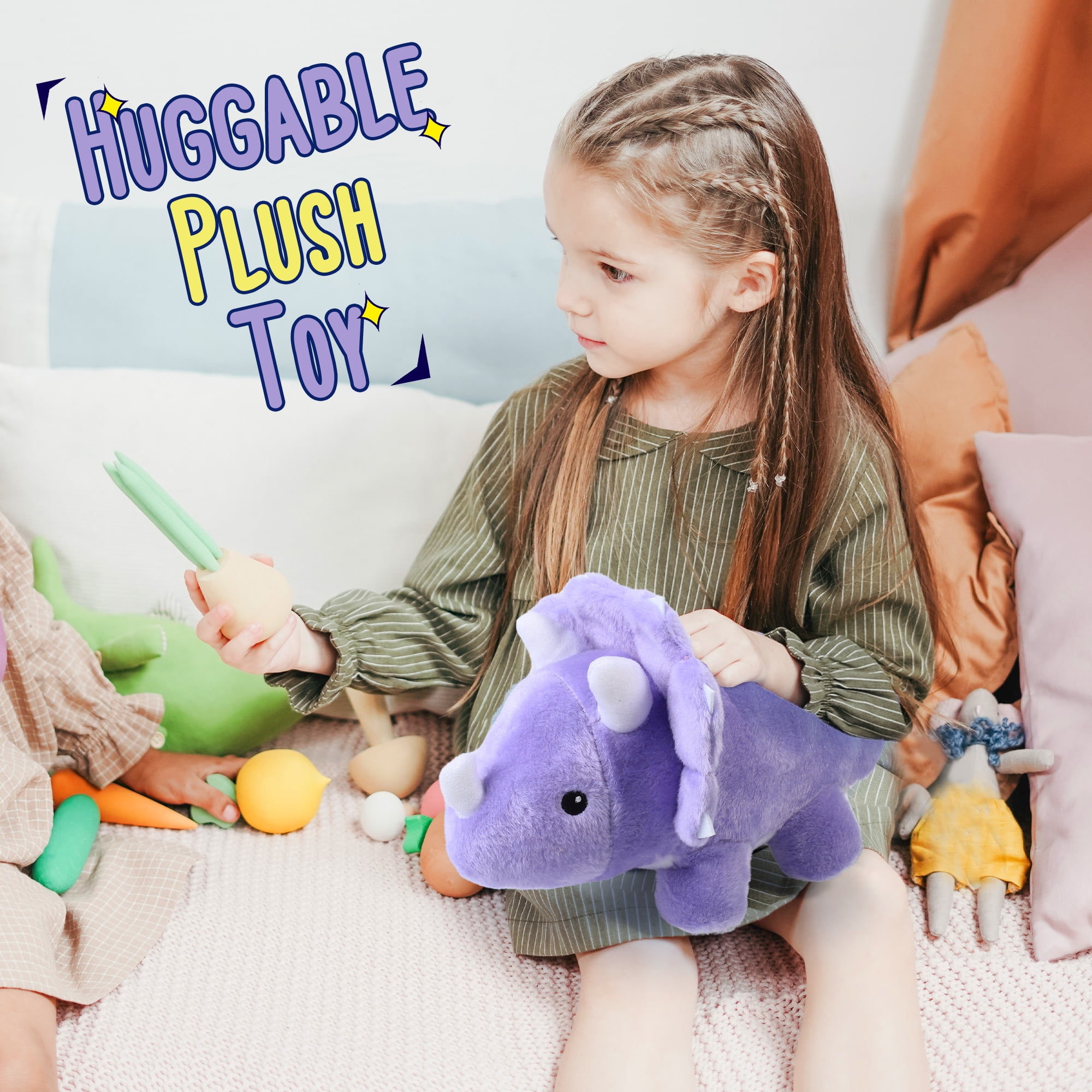 BenBen Cute Purple Triceratops Dinosaur Plushie 13 Plush Toy for Kids Walmart