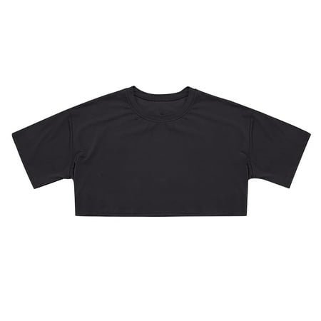 Gbsyewxs Girls Tshirts Short Sleeve Crew Neck Solid Color Quick Drying Sportswear Summer Shirts For Kids Black Size 15-16 Years