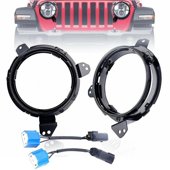 2PCS 7'' Round LED Headlight Mounting Bracket Ring With Adapter Fit for Jeep Wrangler JL 2018-2023