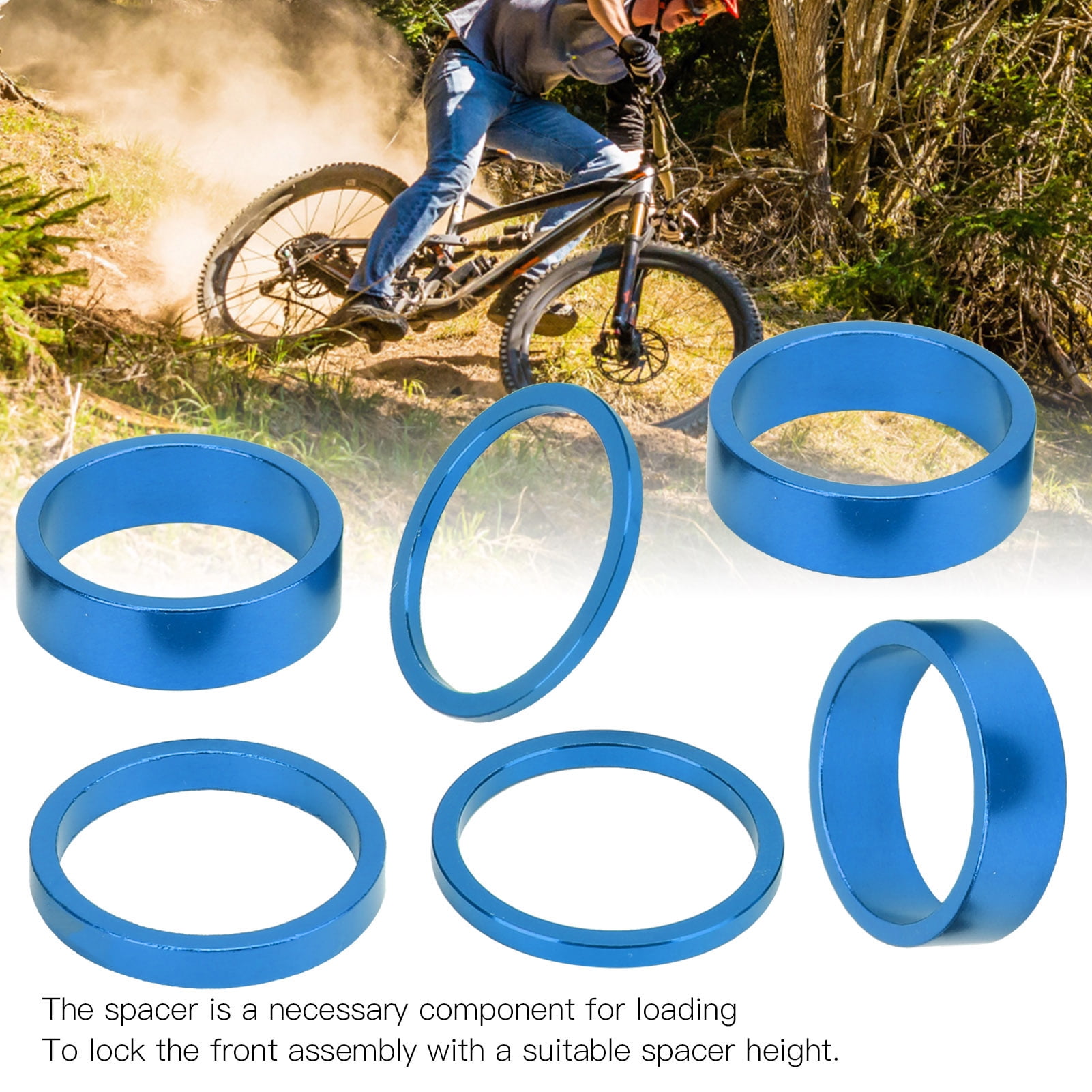 6Pcs Bicycle Headset Spacer Aluminium Alloy Bike Handlebar Stem Spacers Threadless for MTB Mountain Road Bikes Cycling Blue Walmart