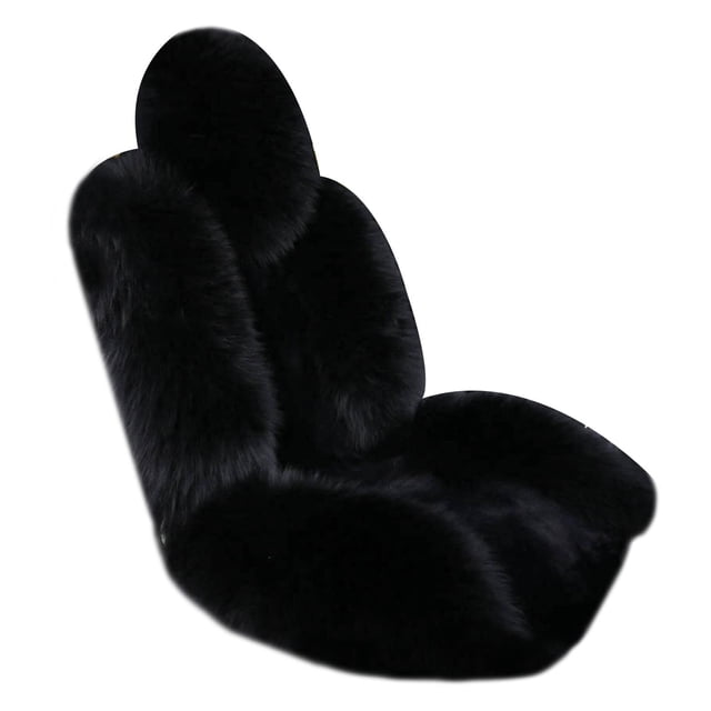 Funda de asiento de coche de felpa, protector de asiento delantero de coche, cojín para coche Negro