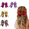 thumbnail image 6 of "Sequin Gold Cheer Bows, Handmade 10PCS Large Cheer Bows Ponytail Holder Elastic Band (Black)", 6 of 6