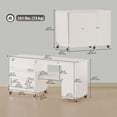 thumbnail image 2 of White Wood Grain Sewing Machine Table with Folding Drop Leaf & Storage - Craft Table for Home, Office & Small Spaces - Adjustable Shelf & Wheels, 2 of 7