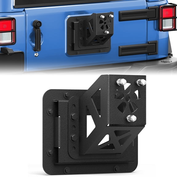POFENZE for Wrangler JK Spare Tire Mount Rear Wheel Bracket Back Rack Spare Tire Lift Compatible with 2007-2018 Jeep Wrangler JK JKU