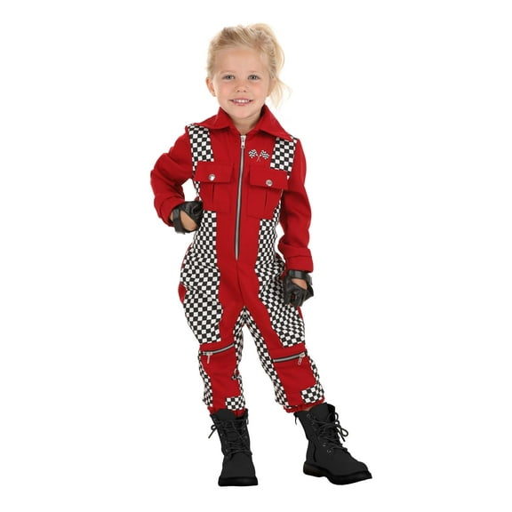 Girl's Red Racer Jumpsuit Toddler Costume
