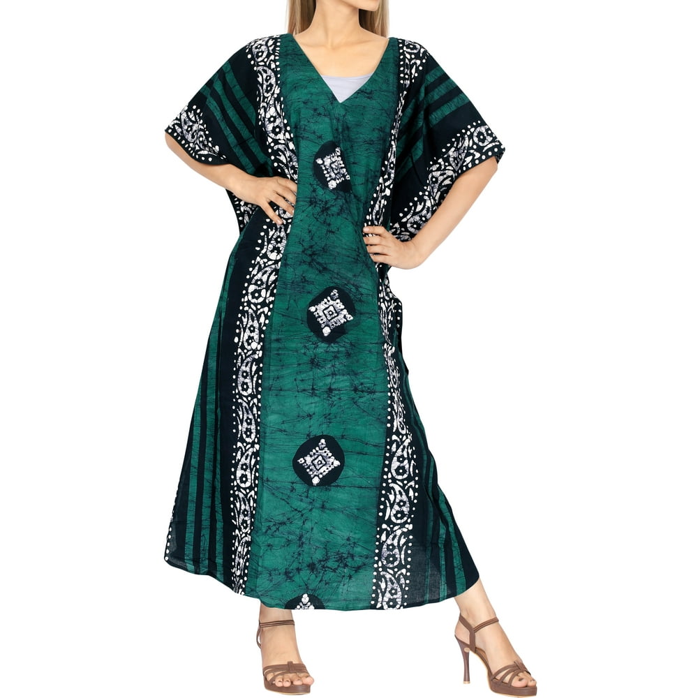 HAPPY BAY Womens Boho Plus Size Batik Cotton Party Long Caftan