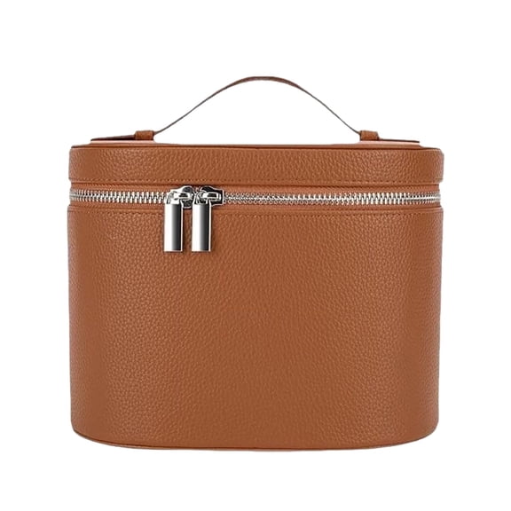 Cosmetic Bag 2 Makeup Organizer with Divider and Handle for Women and Girls Leather Portable Toiletry Bag Vanity Bag for Travel and Everyday Use