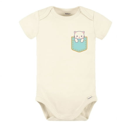 Cute Cat Baby Bodysuit Toddler & Kids T-Shirt Soft Cotton Outfit Baby Shower Gift 3-6 Natural