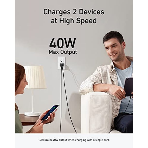 Cargador Anker USB C 40W, Cargador 521 (Nano Pro), PIQ 3.0 Cargador rápido compacto duradero (no plegable) para iPhone 13/13 Mini/13 Pro/13 Pro Max/12, Galaxy, Pixel 4/3, iPad/iPad Mini (cable no incl