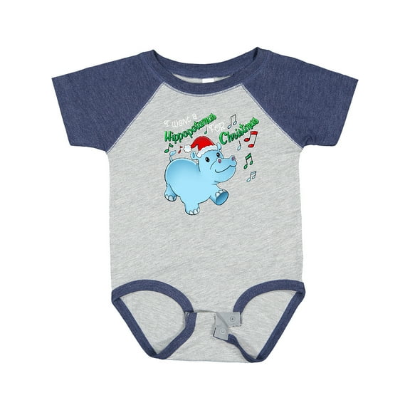 Inktastic I Want a Hippopotamus for Christmas Hippo in Santa Hat Boys or Girls Baby Bodysuit