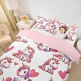 thumbnail image 2 of Metsweet Cute Unicorn Duvet Cover King, Love Heart Print King Bedding, Pink White,Pink Reversible,3 Pieces,1 Duvet Cover and 2 Pillowcases, 2 of 6