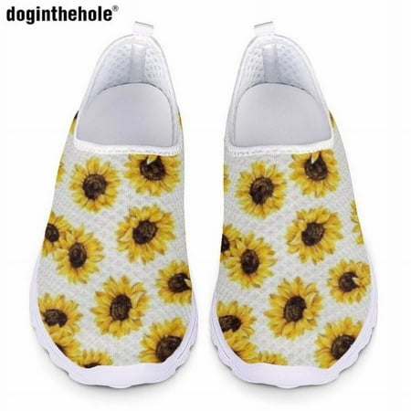 

Casual Flat Shoes for Women Fashion Trend Art Sunflower Print Design Mesh Shoes Lightweight Comfortable Nurse Shoes
